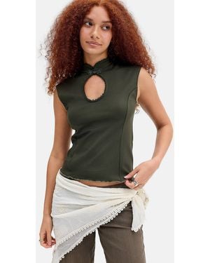 Silence + Noise Silence + Noise Keyhole Ponte Top - Green