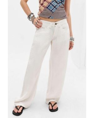 BDG White Kayla Linen Trousers