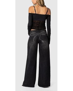 Edikted Vyxen Vintage Washed Low Rise Jeans - Black