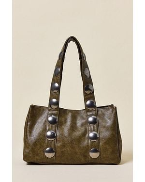 BDG Mara Studded Faux Leather Tote Bag - Natural