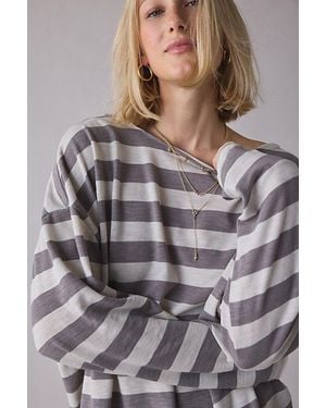BDG Kurt Off-The-Shoulder Long Sleeve Tee - Gray