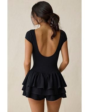 Kimchi Blue Ruffled Up Short Sleeve Romper - Black