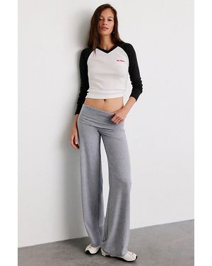 Out From Under Bec Foldover Wide Leg Pants - Grey