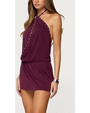 Edikted Studded Drop Waist Backless Mini Dress - Purple