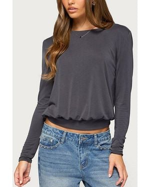 Edikted Kinslee Backless Long Sleeve Top - Grey