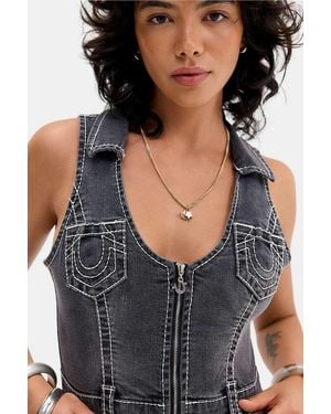 TRUE RELIGION Big T Zip Front Top - Black