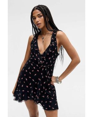 Kimchi Blue Wrapped In You Embroidered Mini Dress - Blue