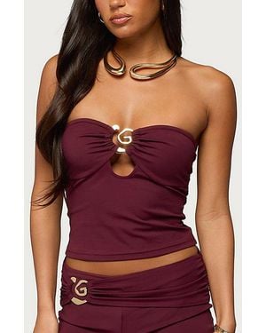 Edikted Rusana Swirl Cutout Strapless Top - Purple