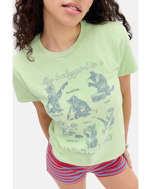 Urban Outfitters Uo Rockstar Cat Relaxed T-shirt - Green