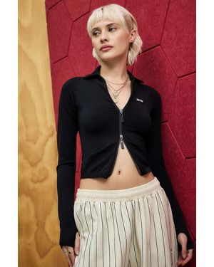iets frans... Hallie Zip-up Long Sleeve Top - Black