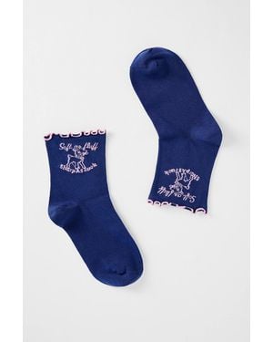 Out From Under Soft As Fluff Lettuce Trim Socks - Blue