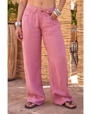 BDG Pink Kayla Stripe Linen Trousers