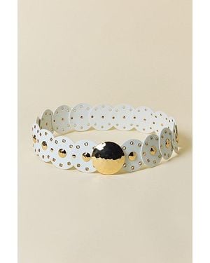 Urban Outfitters Hammered Studded Statement Leather Belt - White