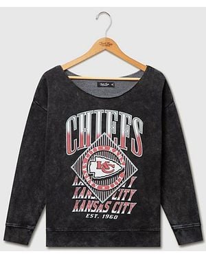 Junk Food Nfl Off Shoulder Cropped Fleece Top - Black