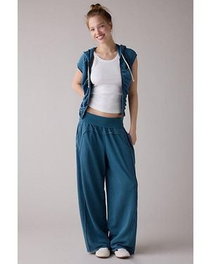 Out From Under Tear It Up Terry Knit Foldover Sweatpants - Blue