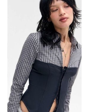 Silence + Noise Silence + Noise Lila Hybrid Long Sleeve Top - Blue