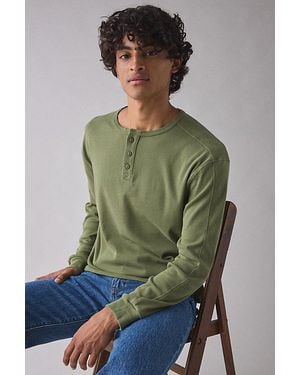 Standard Cloth Toro Henley Long Sleeve Tee - Green