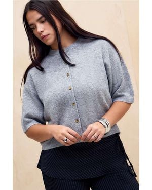 Urban Outfitters Uo Miller Short Sleeve Cardigan - Grey