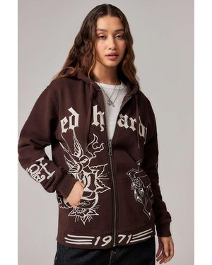 Ed Hardy Uo Exclusive Mole Outline Hoodie - Brown