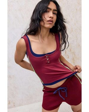 Damson Madder Tommie Double Layer Tank Top Uk 6 At Urban Outfitters - Red