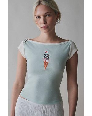 Kimchi Blue Willow Ice Cream Graphic Boatneck Baby Tee - Grey