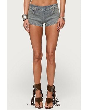 Edikted Sashe Stretchy Denim Shorts - Blue