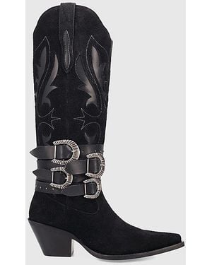 Dingo Buck Wild Suede Leather Cowboy Boot - Black