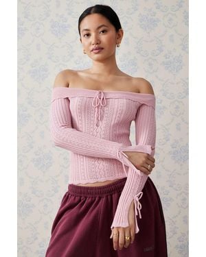 Kimchi Blue Off-the-shoulder Knit Top - Pink