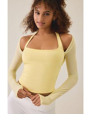 Out From Under Bec Mesh Long Sleeve Shrug Top - Yellow