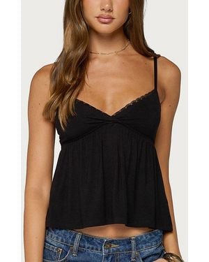 Edikted Belen Polka Dot Lacey Babydoll Top - Black