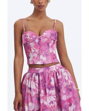 Miss Circle Xamira Linen Sweetheart Foldover Top - Purple