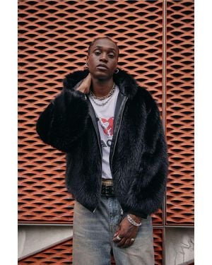 BDG Black Silvio Fur Jacket