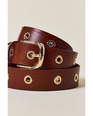 BDG Grommet Studded Leather Belt - Brown