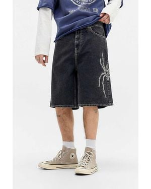 BDG Jack Washed Black Spider Denim Shorts - Blue