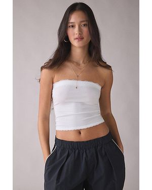 Out From Under Cotton Compression Lace Trim Tube Top - Gray
