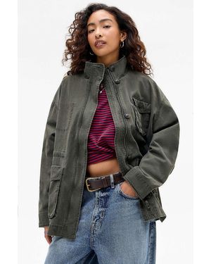 BDG Stamped Utility Parka Jacket - Green