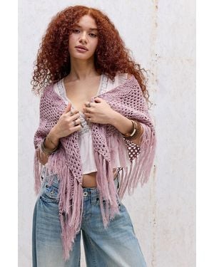 Urban Outfitters Uo Fringed Knit Shawl - Pink