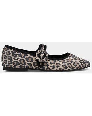 MIA Mia Miya Animal Print Mary Jane Flat - Black