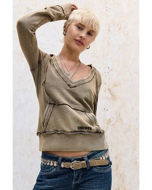 BDG Babydoll Long Sleeve Hoodie - Natural
