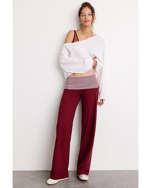 Out From Under Bec Foldover Wide Leg Pants - Red