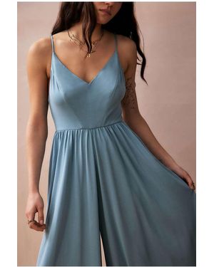 Urban Outfitters Uo Molly Cupro Culotte Jumpsuit - Blue
