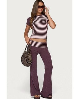 Edikted Stay Stripey Foldover Pants - Red
