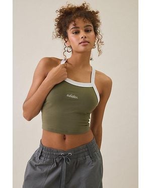 adidas Color Pop Cropped Racerback Tank Top - Green
