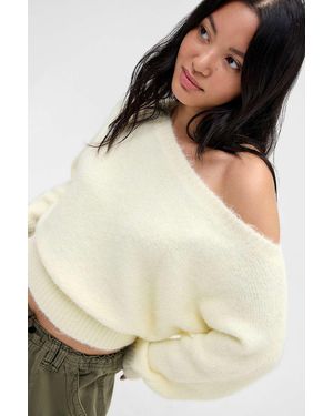 Urban Outfitters Uo Lotti Off-shoulder Jumper - Natural