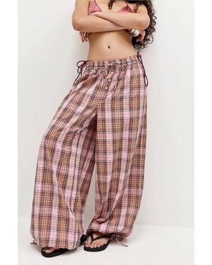 Out From Under Check Xl Balloon Trousers - Pink