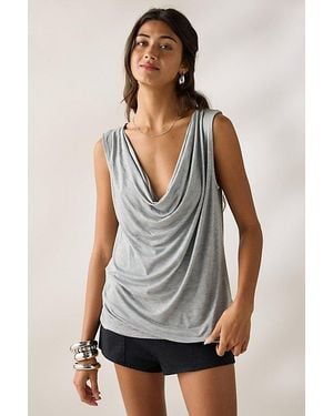 Urban Outfitters Uo Marni Infinity Drape Cowl Neck Tank Top - White