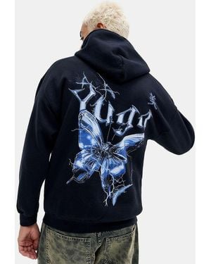 Urban Outfitters Uo Gothic Chrome Butterfly Hoodie - Blue