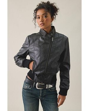 BDG Murphy Asymmetric Faux Leather Moto Jacket - Gray