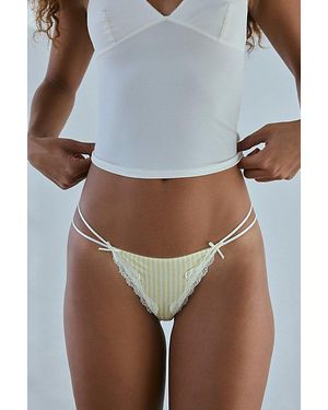 Out From Under Mia Strappy Lace-Trim Thong - Blue