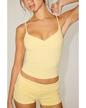 Out From Under Bec Plunging Surplice Cropped Cami - Yellow